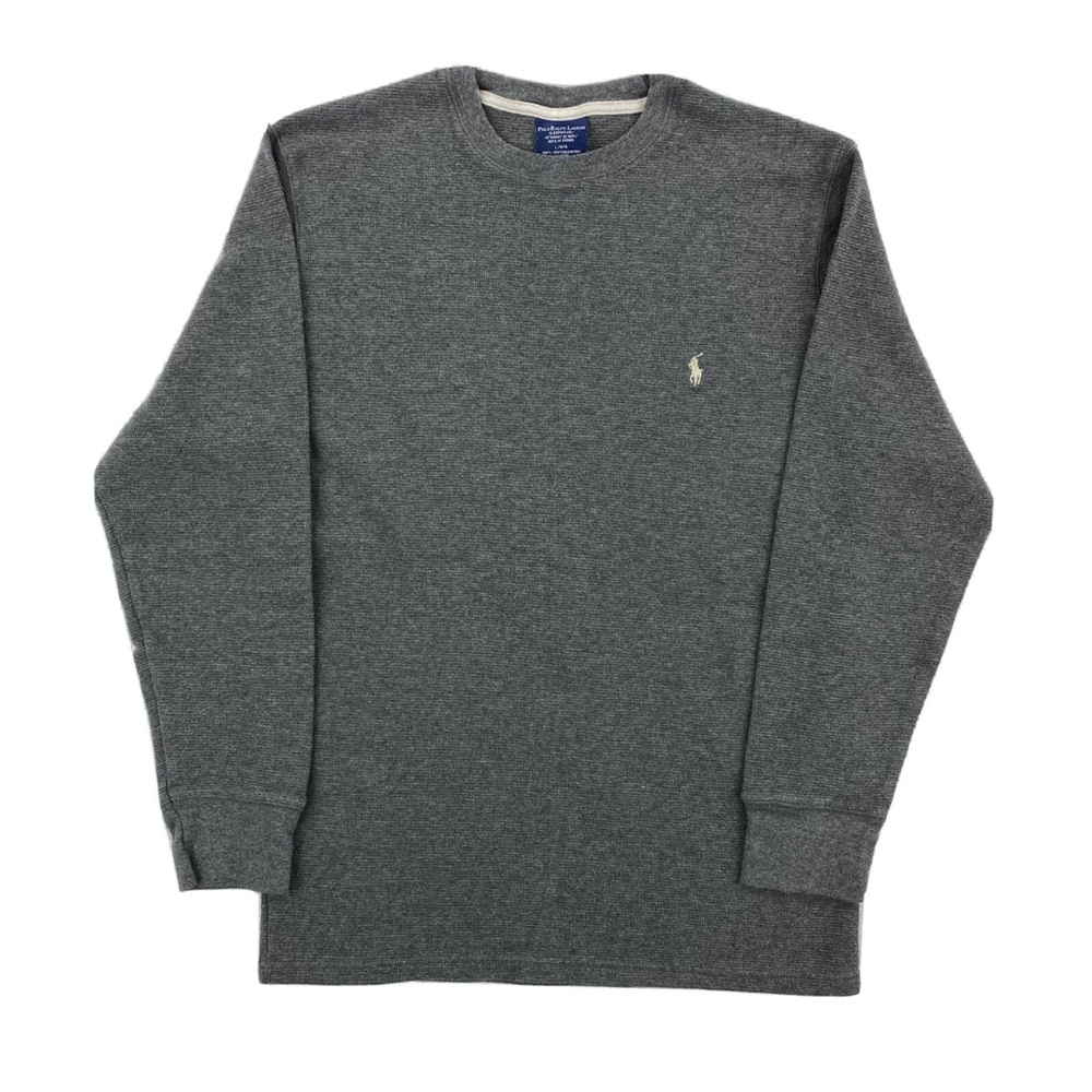 Polo by Ralph Lauren Men's Gray Long Sleeve Waffle Sleep Shirt
